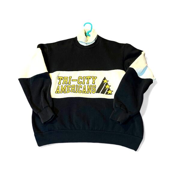 Vintage Tri City Americans Turtle Neck Long Sleeve Sweater Hockey Sz Large 90's - Picture 1 of 6